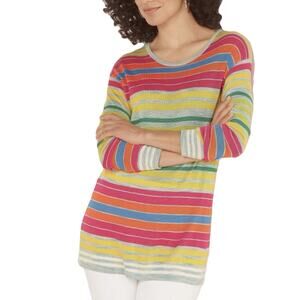 NWOT SOFT SURROUNDINGS Sweater S  Rainbow Stripe Multicolor Knit”Oasis”